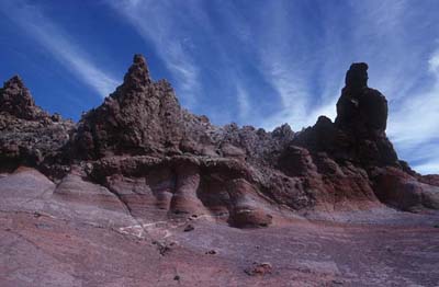 Teneriffa Farbenspiel im Lavagestein direkt am Felsmassiv Los Roques