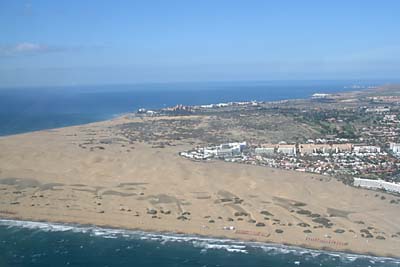 Luftaufnahme der Dünenlandschaft Dunas de Maspalomas
