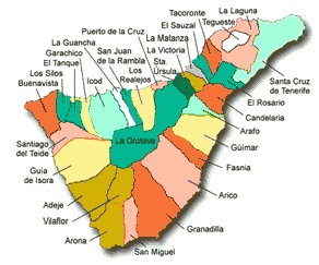 Karte Teneriffa Gemeinden